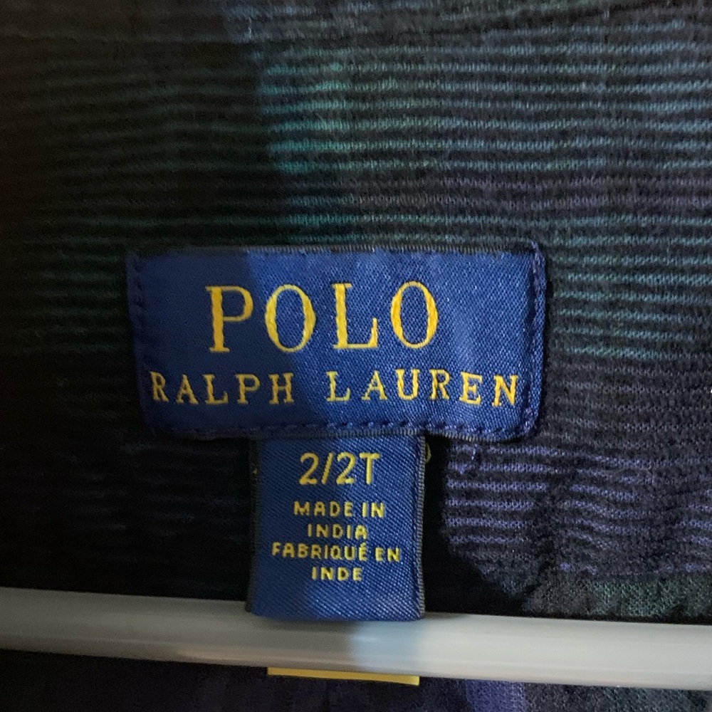 Ralph Lauren Kids Green and Blue Plaid Button Down Shirt - Picture 4 of 8